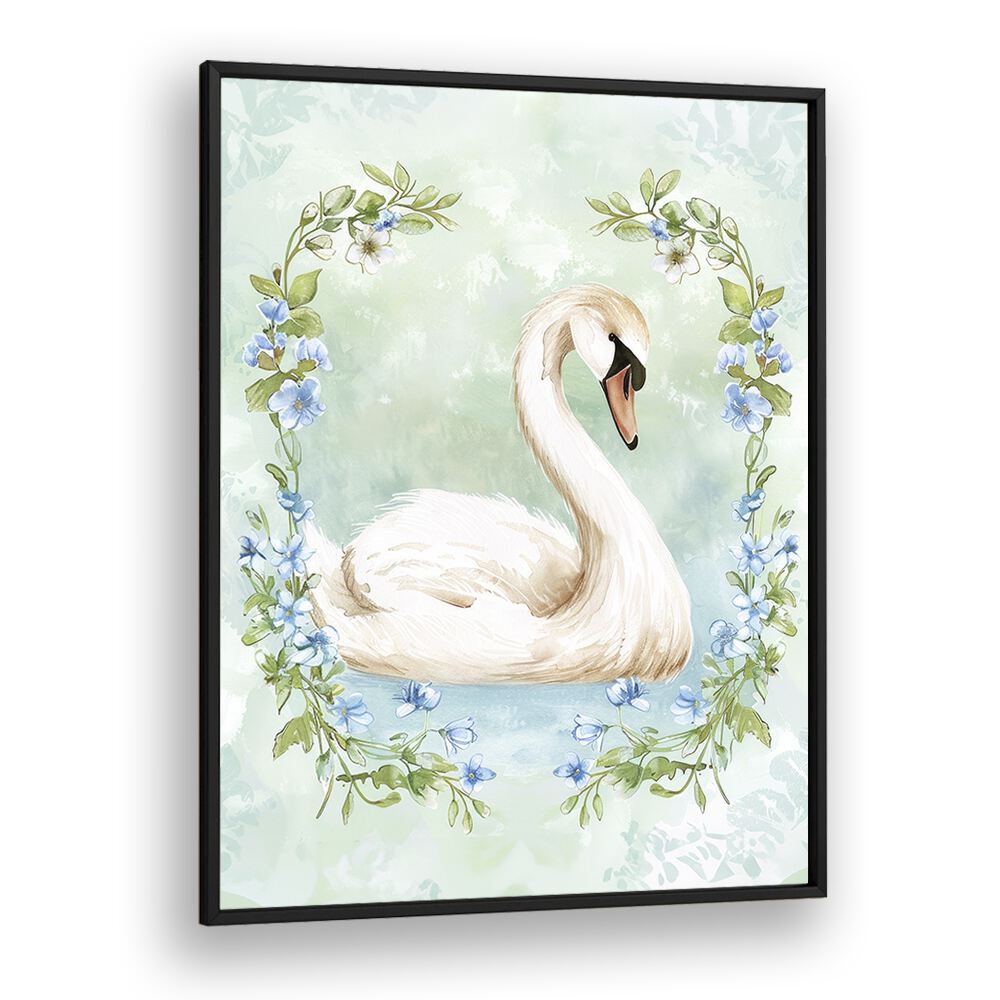 Enchanted Waters Swan Lake II Kids art Artwork in Black Plain Frame
