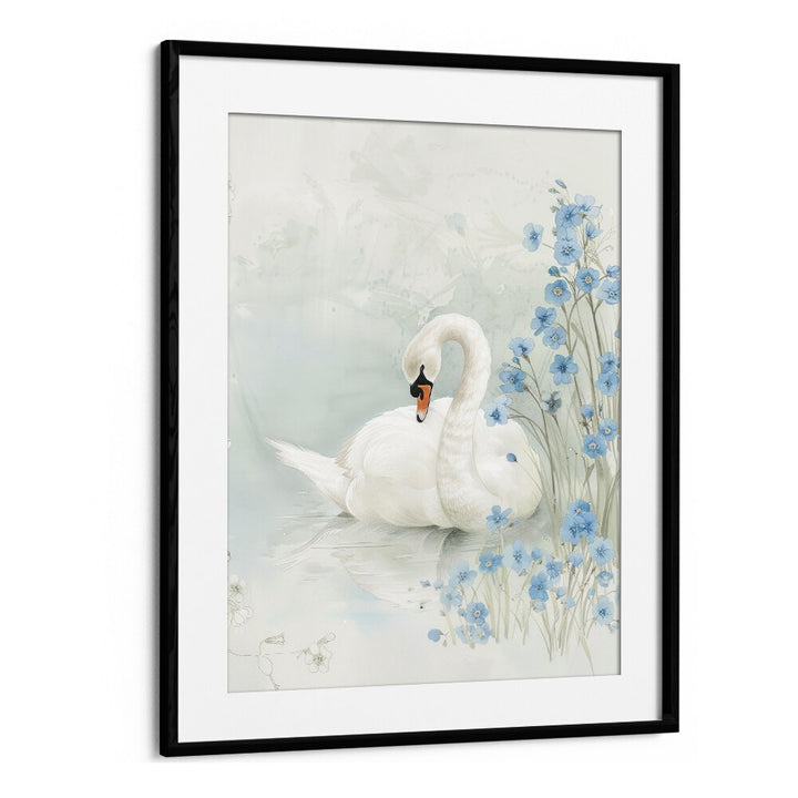 Enchanted Waters Swan Lake III Kids Art Artwork in Black Frame With Mount
