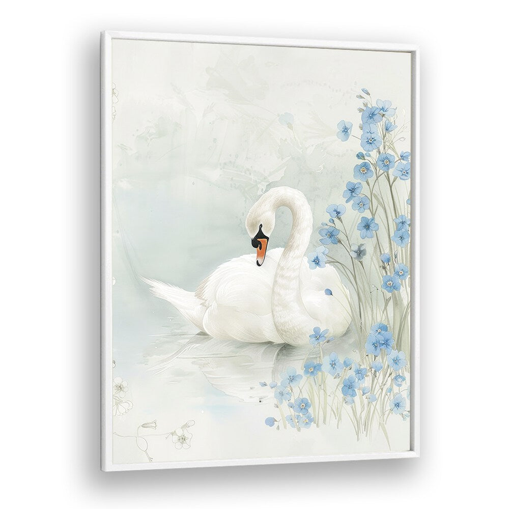 Enchanted Waters Swan Lake III Kids art Artwork in White Plain Frame White
