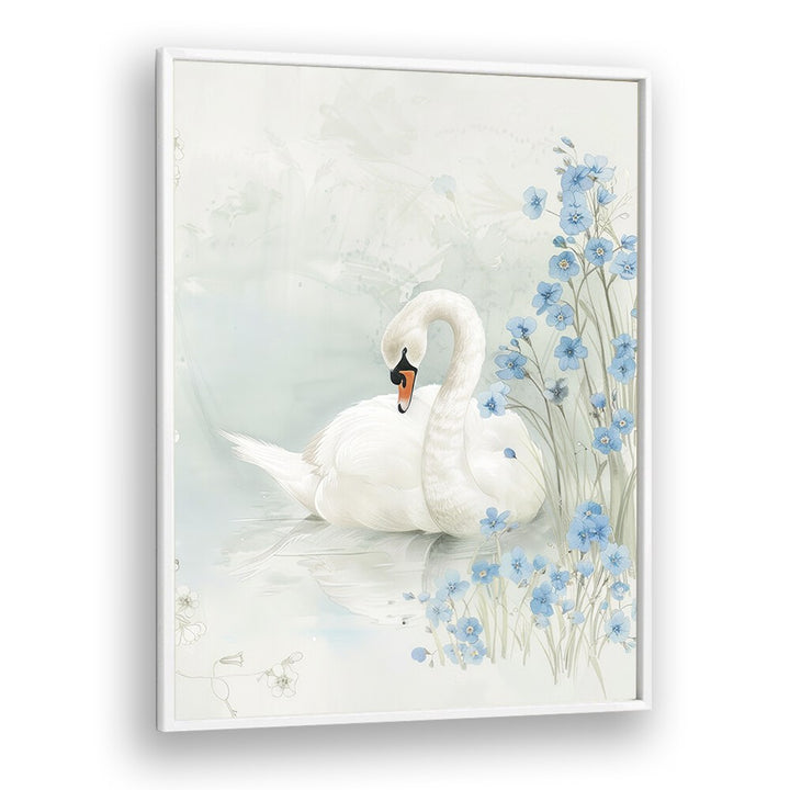 Enchanted Waters Swan Lake III Kids art Artwork in White Plain Frame White
