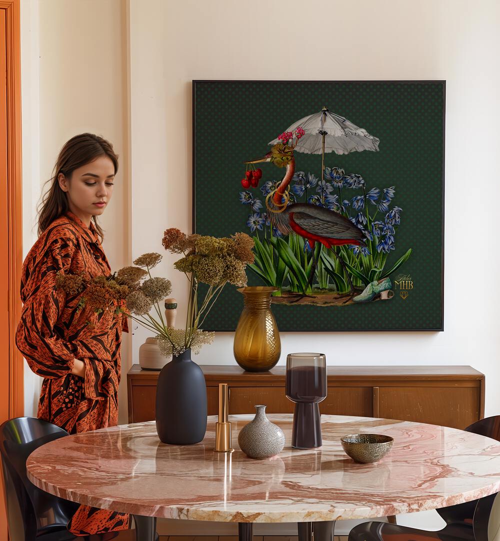 Elegant scene featuring ENCHANTED FOREST V, ANIMAL PAINTINGS, blending nature and artistry in a stunning interior.