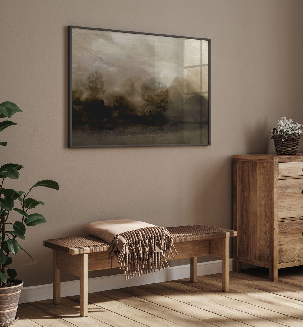 Stylish living space featuring ENGLISH PARK, ABSTRACT PAINTINGS, showcasing nature's beauty with vibrant colors.