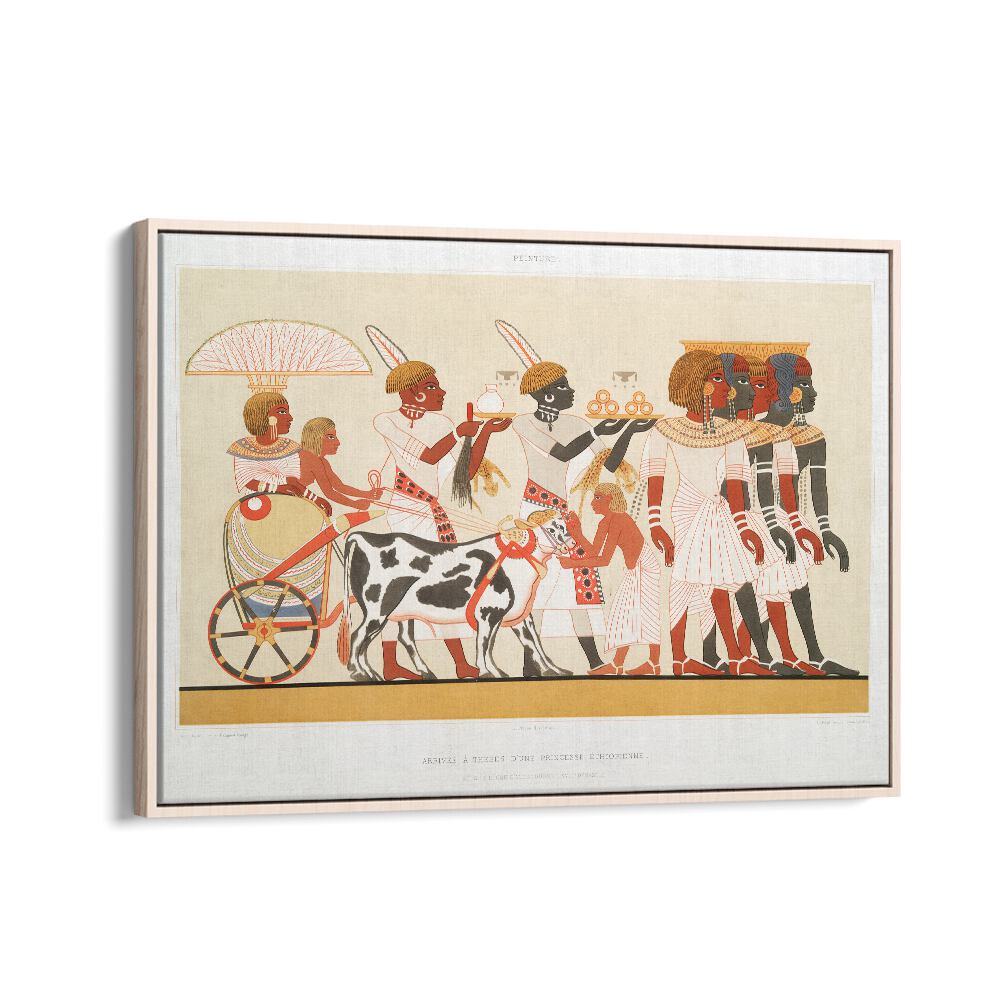 Ethiopian Princess Arrival Thebes Egyptian art painting Artwork in Oak Wood Floater Frame