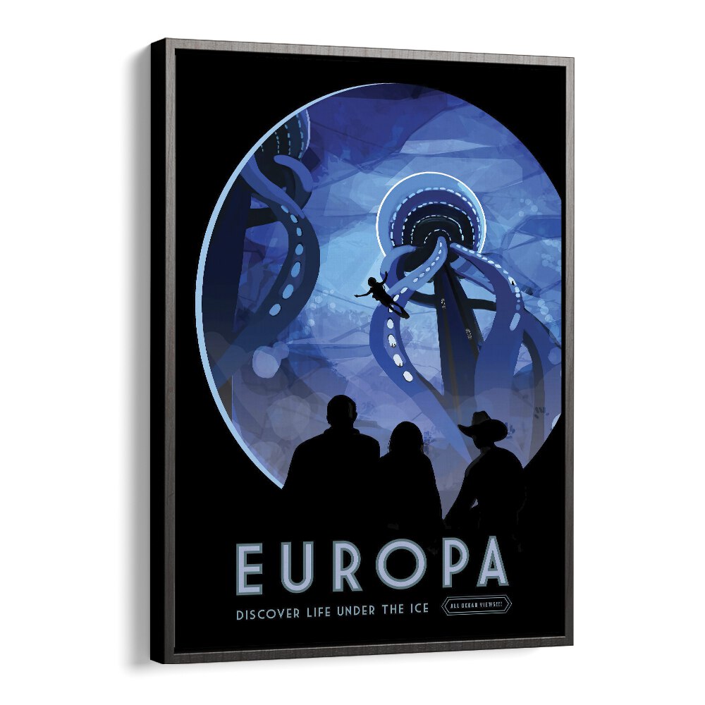 Europa Astronaut & Nasa Paintings, Space Art Prints Artwork in Black Floater Frame
