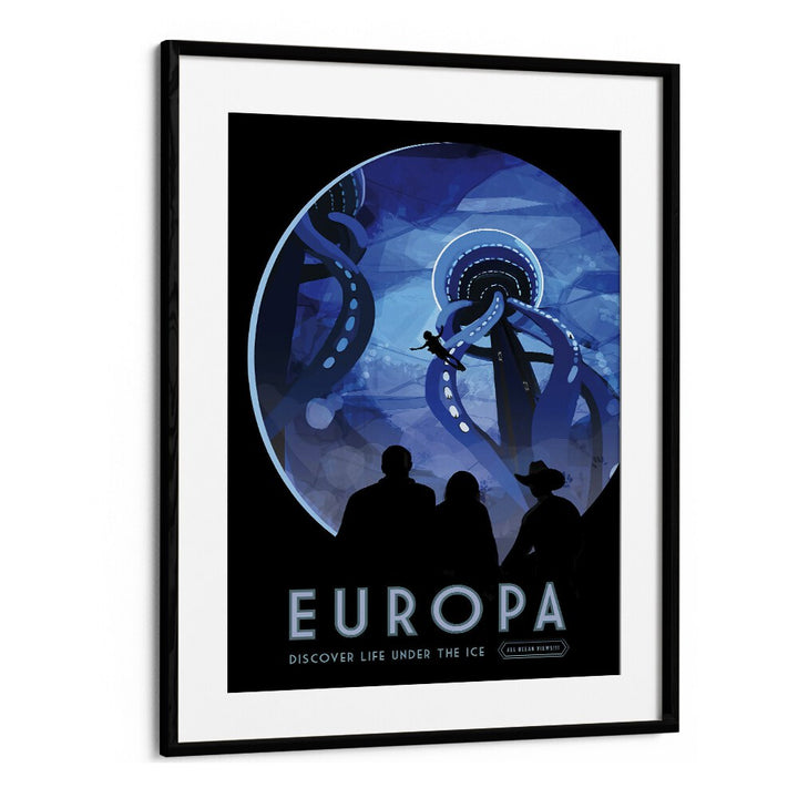 Europa Astronaut & Nasa Paintings, Space Art Prints Artwork in Black Frame With Mount
