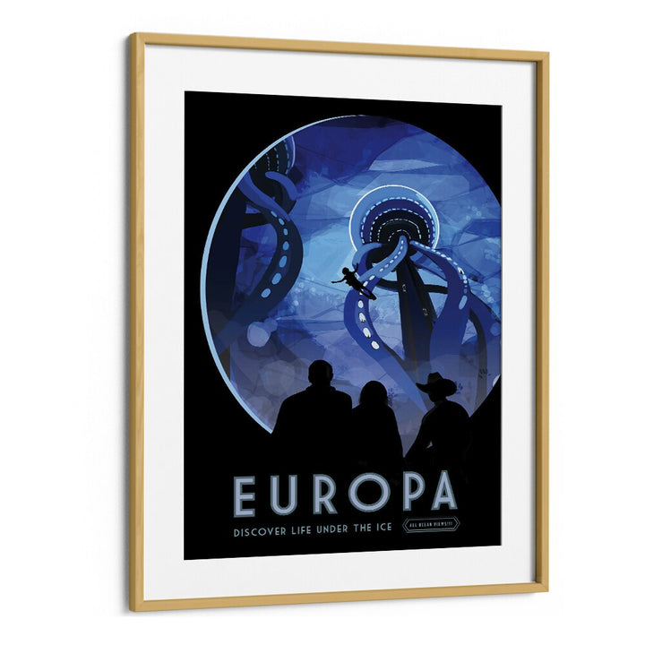 Europa Astronaut & Nasa Paintings, Space Art Prints Artwork in Oak Wood Frame With Mount
