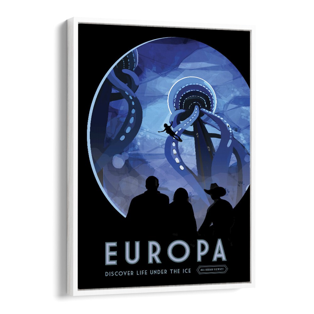 Europa Astronaut & Nasa Paintings, Space Art Prints Artwork in White Floater Frame
