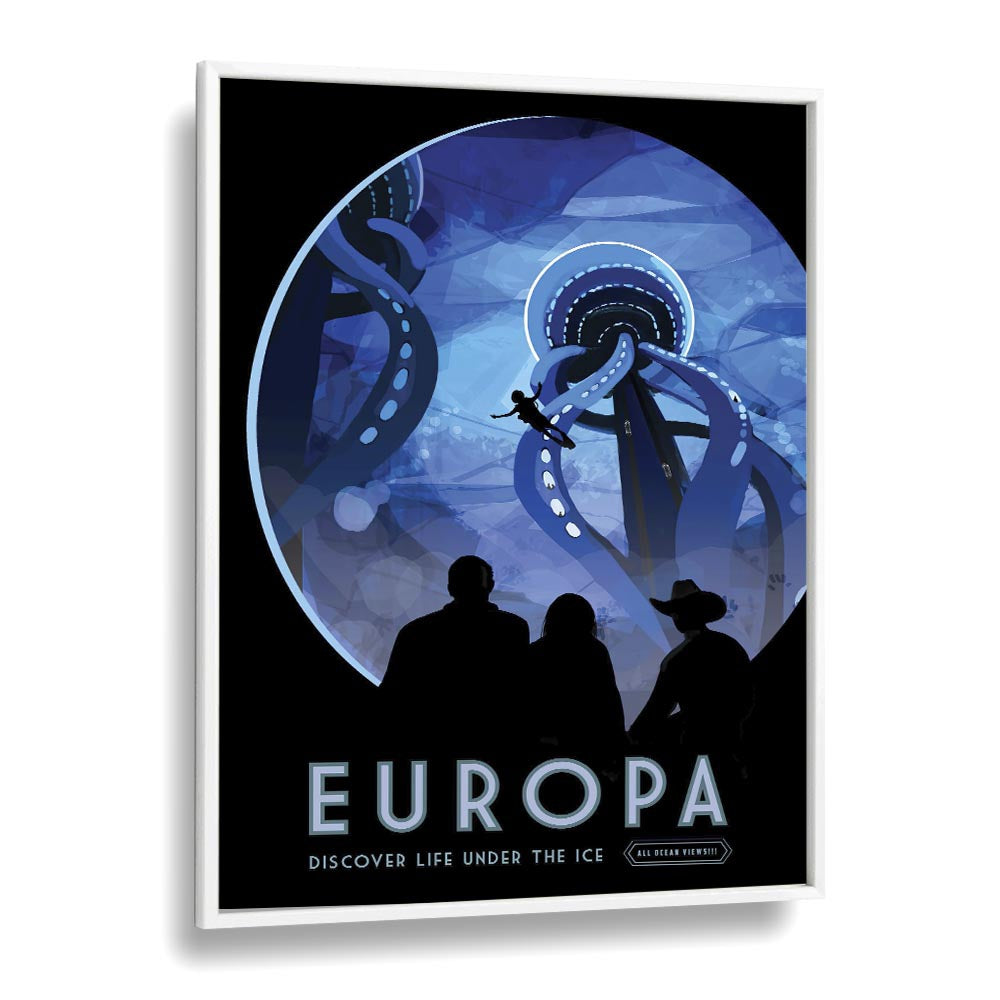 Europa Astronaut & Nasa Paintings, Space Art Prints Artwork in White Plain Frame
