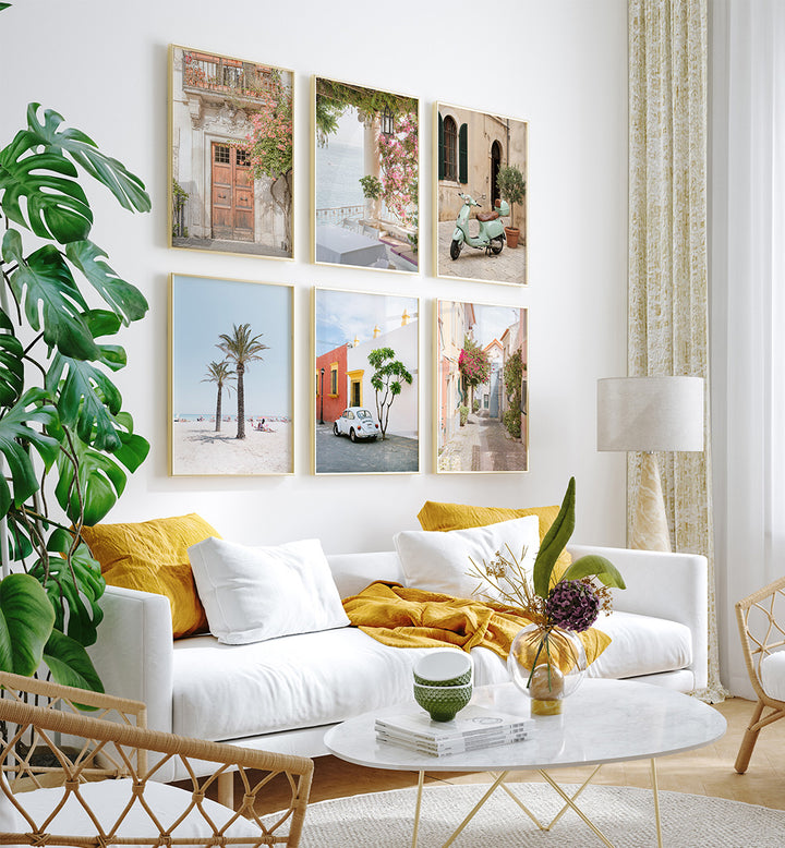 EUROPEAN SUMMER , SET OF 6 PAINTINGS