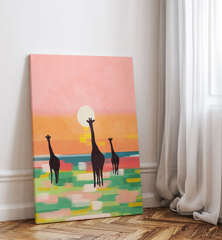 EVENING STROLL IN THE SAVANNAH , KIDS ROOM PAINTINGS