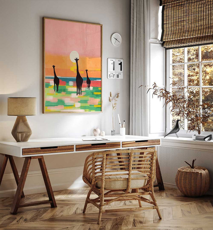 EVENING STROLL IN THE SAVANNAH , KIDS ROOM PAINTINGS