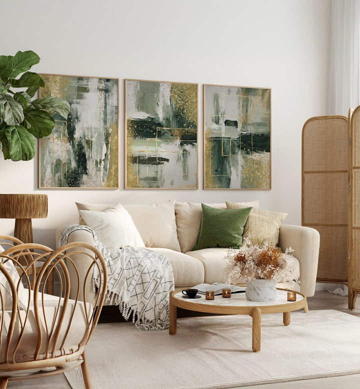 EVERGREEN BRILLIANCE SET , SET OF 3 PAINTINGS