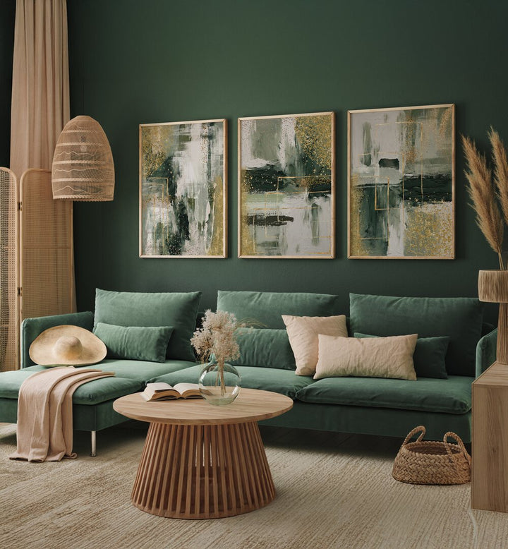 EVERGREEN BRILLIANCE SET , SET OF 3 PAINTINGS