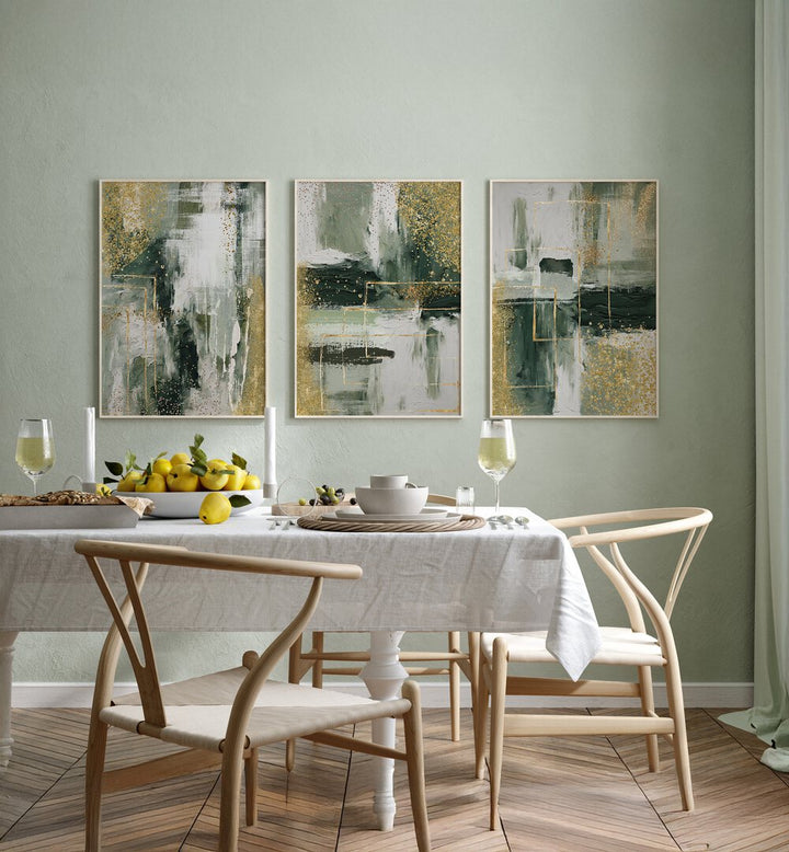 EVERGREEN BRILLIANCE SET , SET OF 3 PAINTINGS