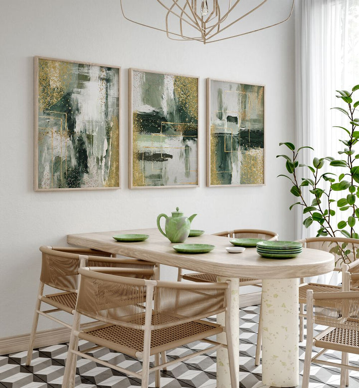 EVERGREEN BRILLIANCE SET , SET OF 3 PAINTINGS