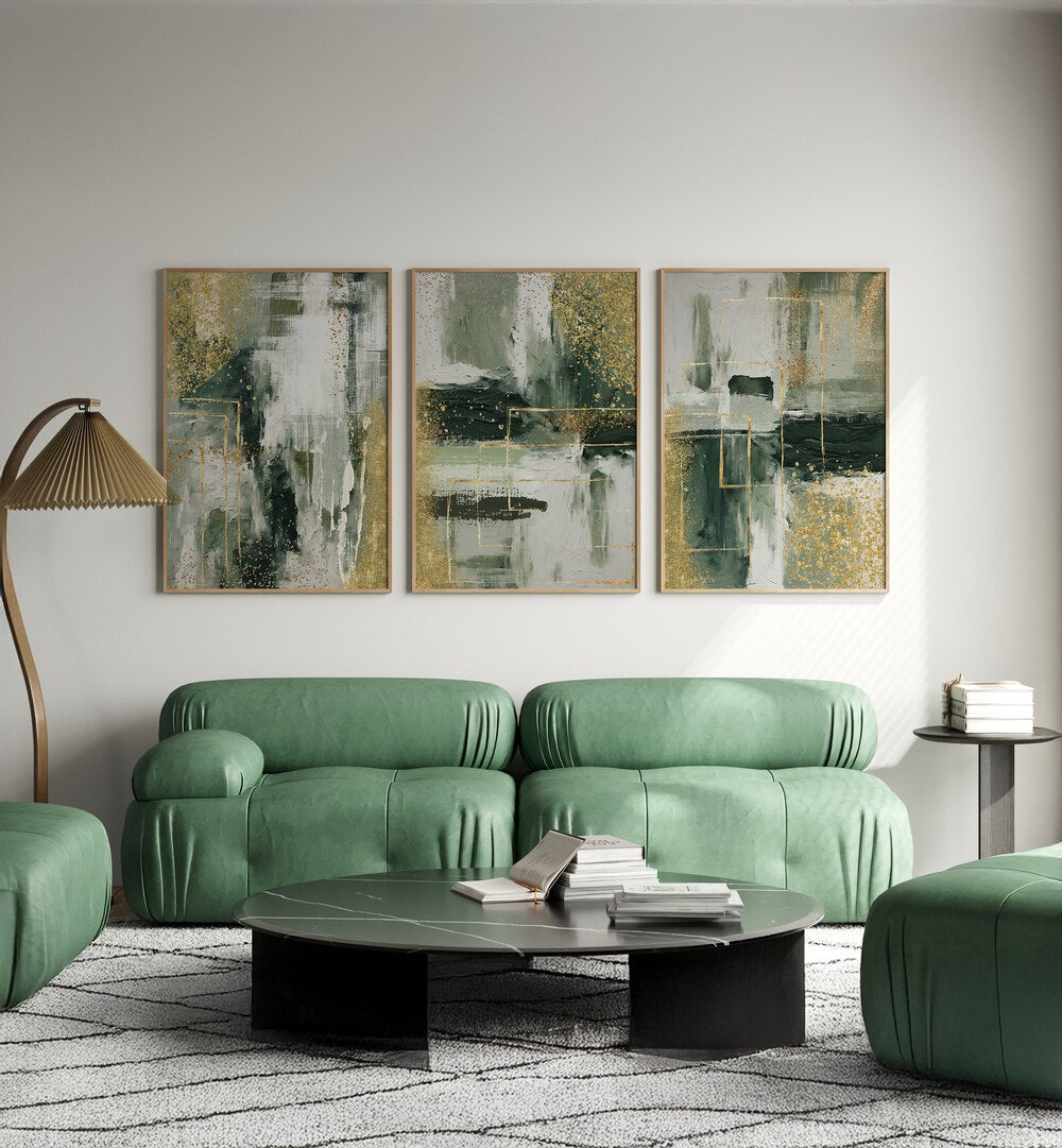 EVERGREEN BRILLIANCE SET , SET OF 3 PAINTINGS
