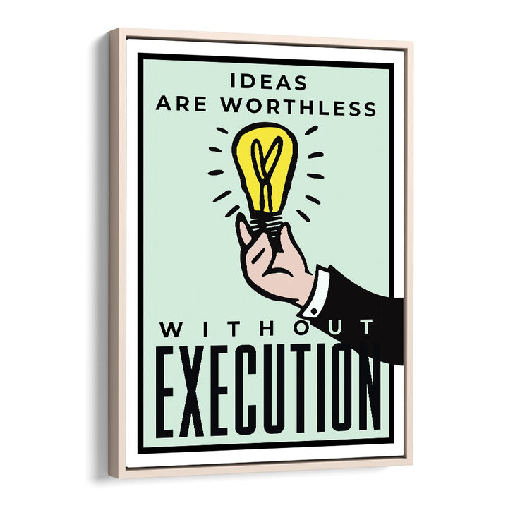 Execution Money Art Artwork in Oak Wood Floater Frame