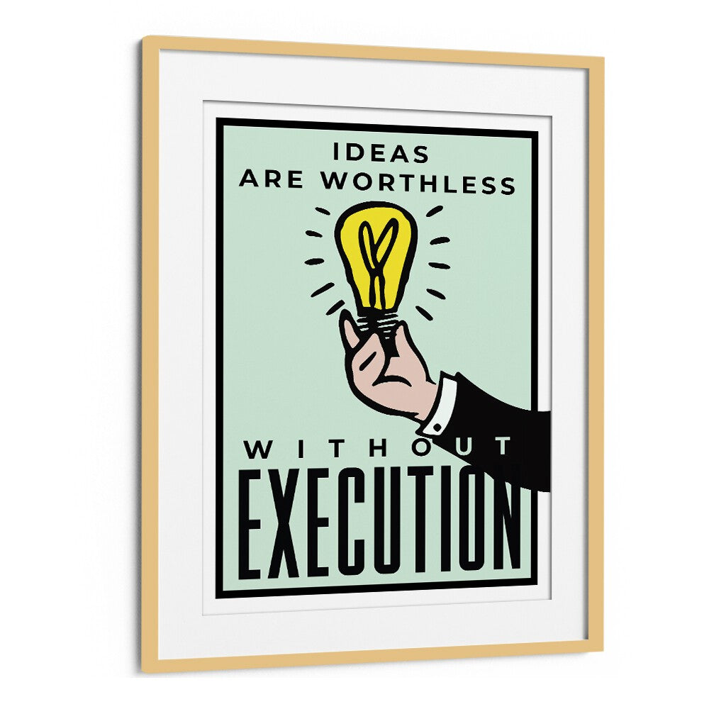 Execution Money Art Artwork in Oak Wood Frame With Mount