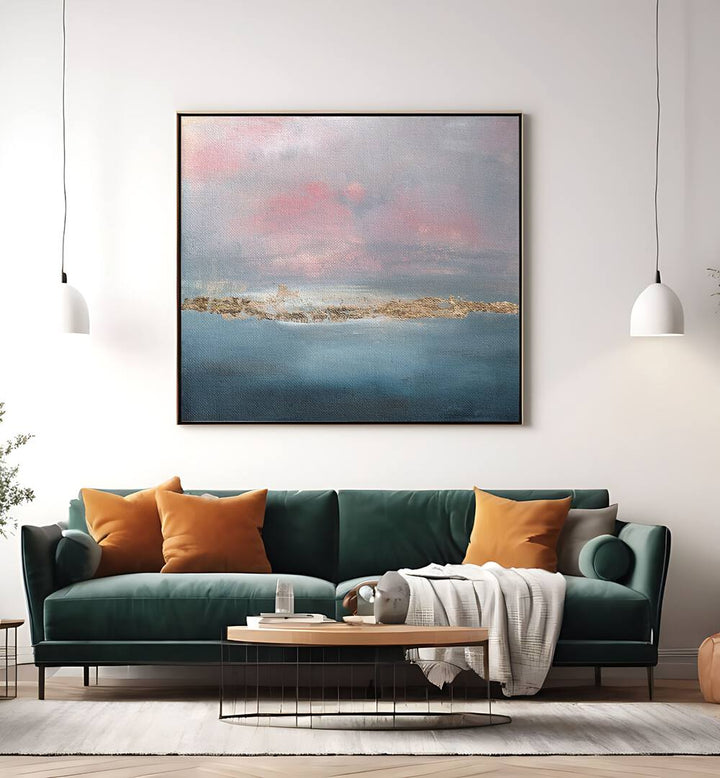 Stylish living room featuring the EXHALE, ABSTRACT PAINTINGS, enhancing wellness and aesthetics beautifully.