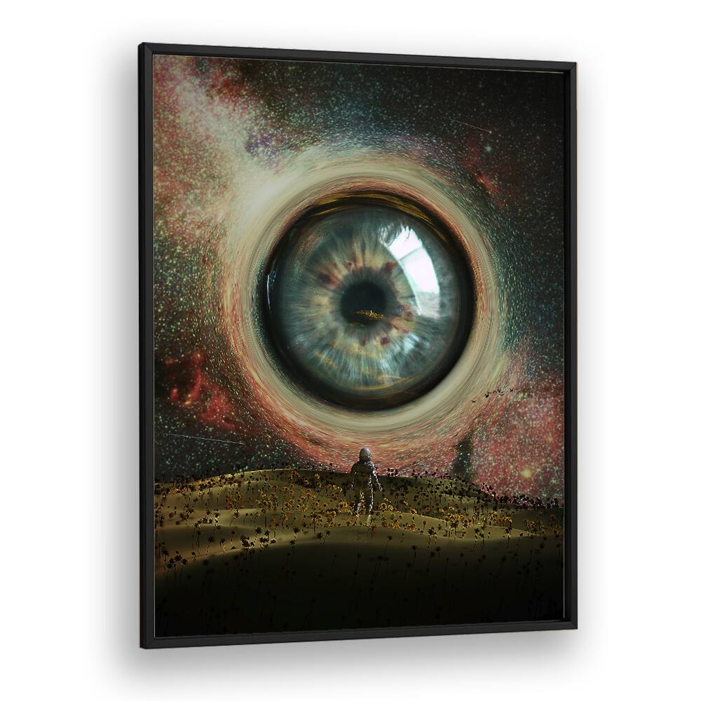 Eye By Francis Minoza Astronaut & Nasa Paintings, Space Art Prints Artwork in Black Plain Frame
