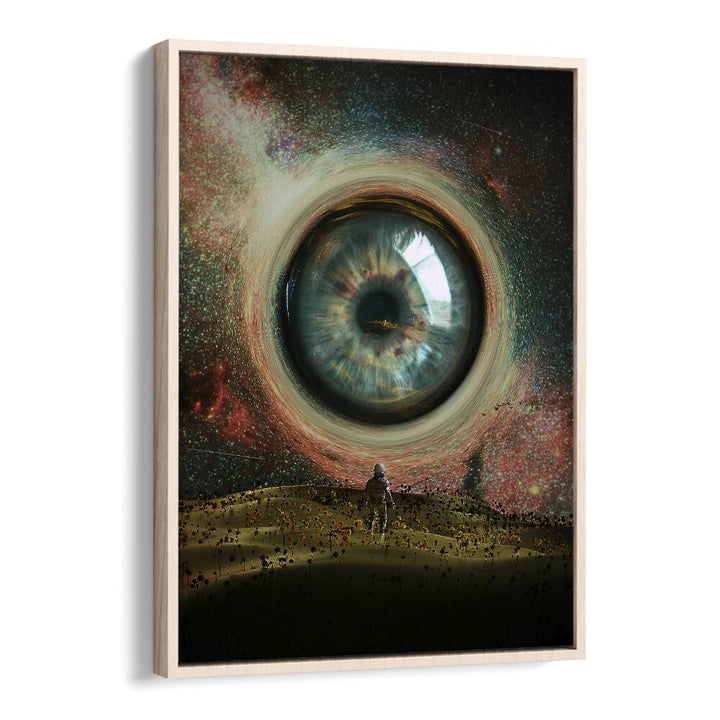 Eye By Francis Minoza Astronaut & Nasa Paintings, Space Art Prints Artwork in Oak Wood Floater Frame
