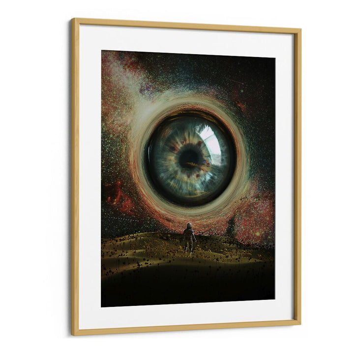 Eye By Francis Minoza Astronaut & Nasa Paintings, Space Art Prints Artwork in Oak Wood Frame With Mount
