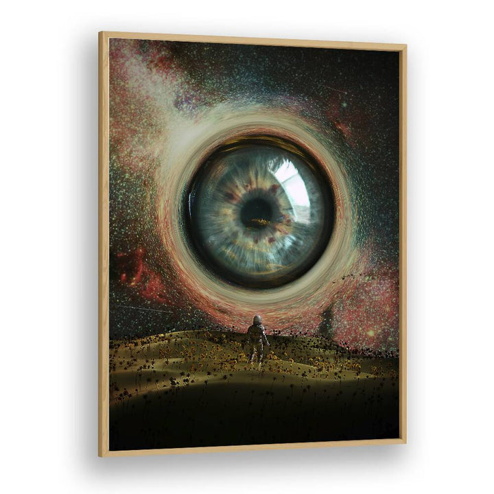 Eye By Francis Minoza Astronaut & Nasa Paintings, Space Art Prints Artwork in Oak Wood Plain Frame
