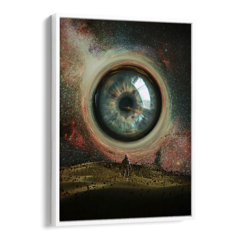 Eye By Francis Minoza Astronaut & Nasa Paintings, Space Art Prints Artwork in White Floater Frame
