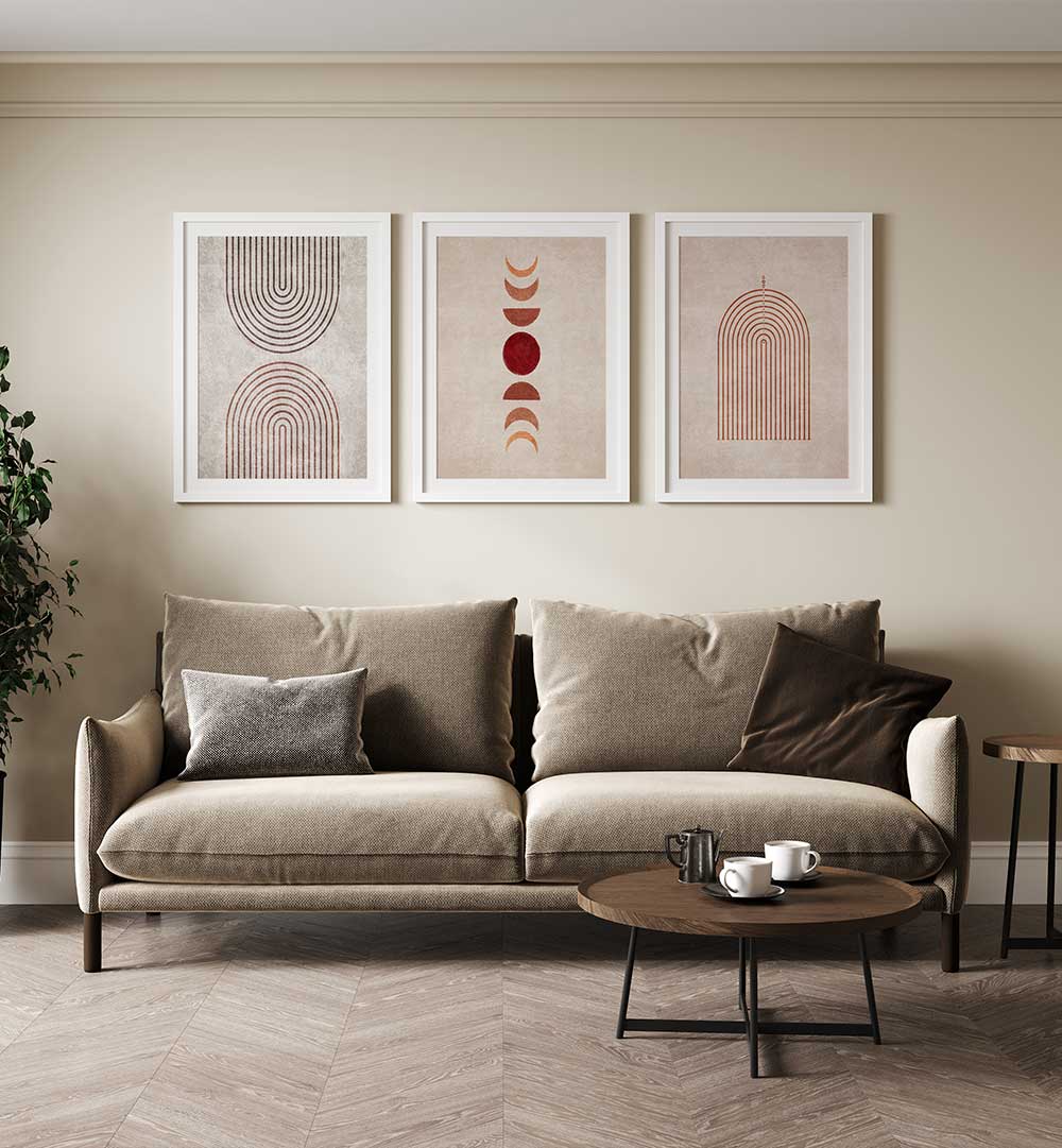 EARTHBOUND GEOMETRY SET , SET OF 3 PAINTINGS