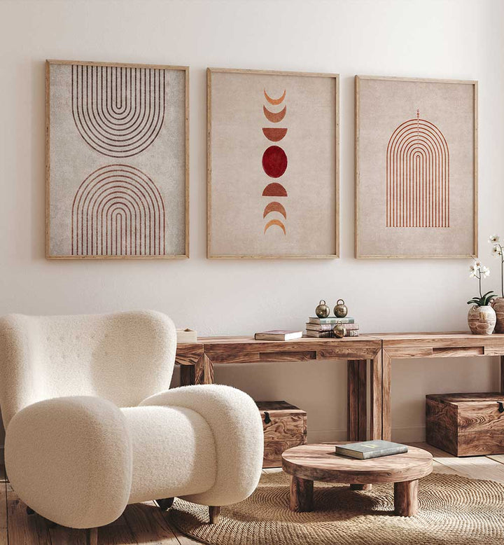 EARTHBOUND GEOMETRY SET , SET OF 3 PAINTINGS