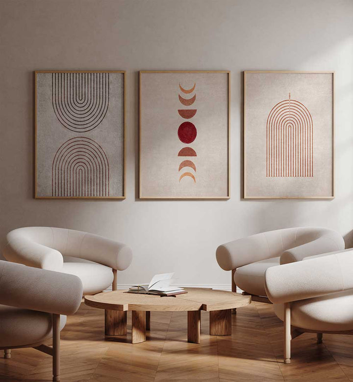 EARTHBOUND GEOMETRY SET , SET OF 3 PAINTINGS