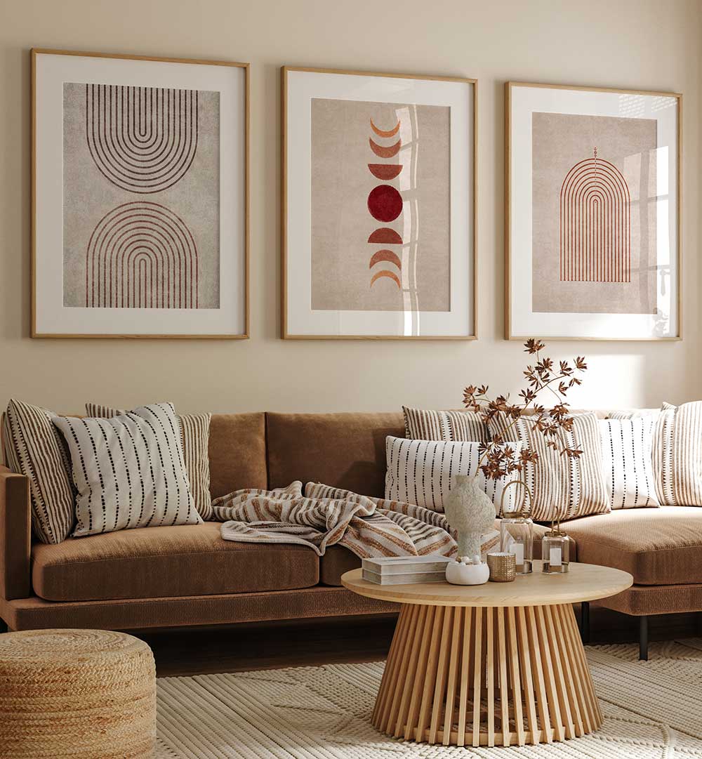 EARTHBOUND GEOMETRY SET , SET OF 3 PAINTINGS