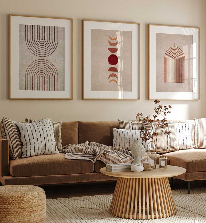 EARTHBOUND GEOMETRY SET , SET OF 3 PAINTINGS