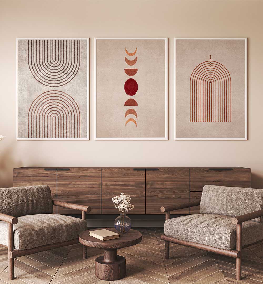 EARTHBOUND GEOMETRY SET , SET OF 3 PAINTINGS
