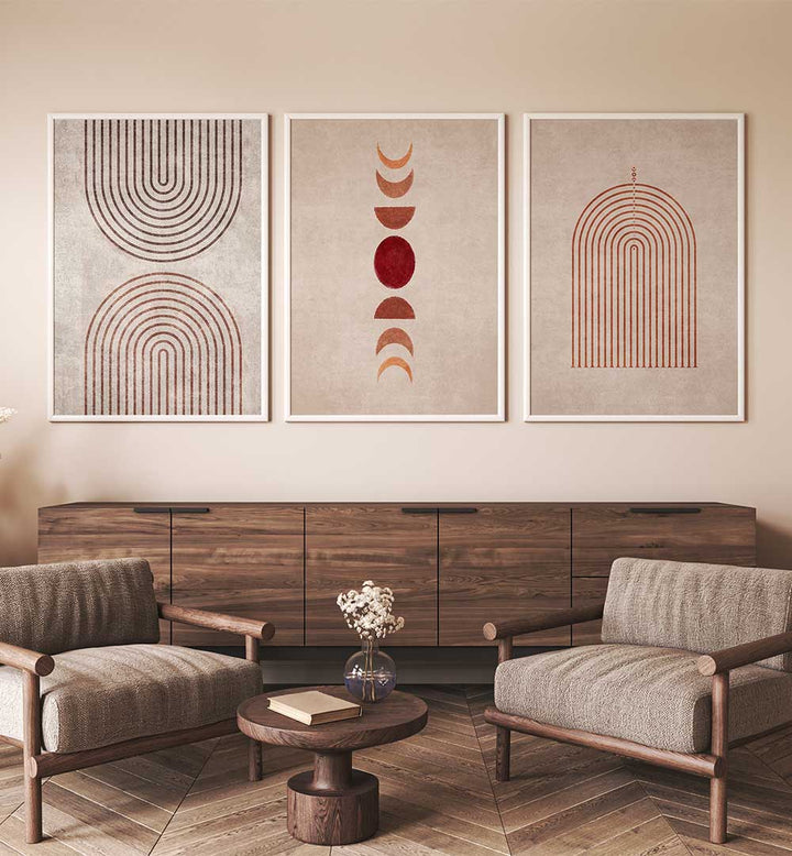 EARTHBOUND GEOMETRY SET , SET OF 3 PAINTINGS