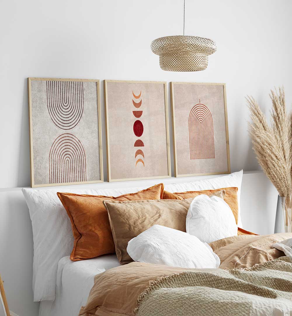 EARTHBOUND GEOMETRY SET , SET OF 3 PAINTINGS