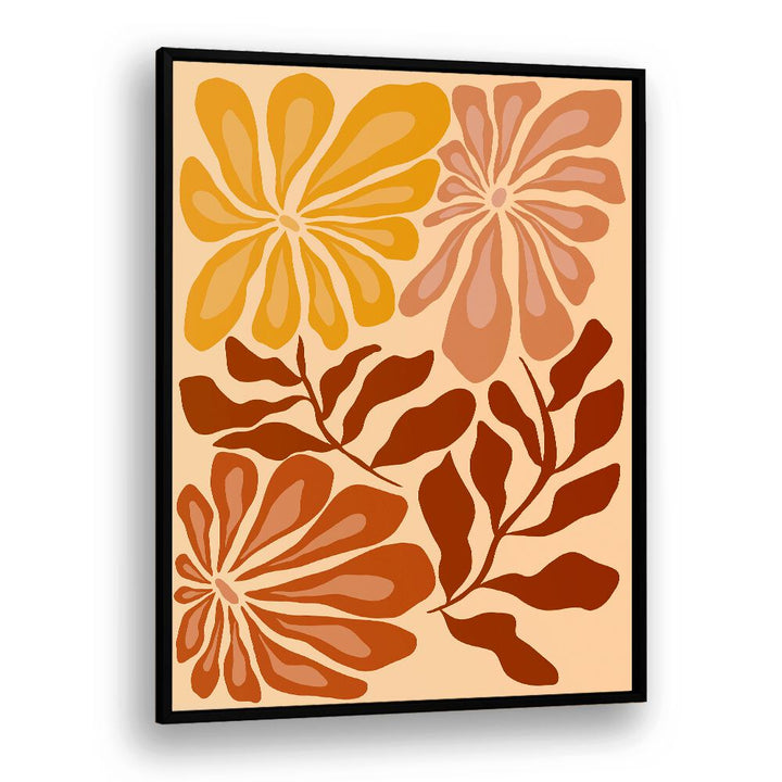 Earthy Elegance by Miho Art Studio Botanical Art Prints Floral Paintings in Black Plain Frame