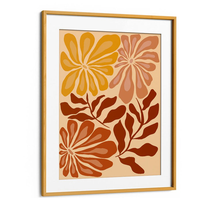 Earthy Elegance by Miho Art Studio Botanical Art Prints Floral Paintings in Oak Wood Frame With Mount