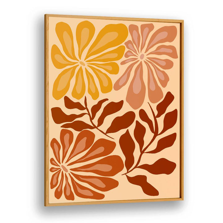 Earthy Elegance by Miho Art Studio Botanical Art Prints Floral Paintings in Oak Wood Plain Frame