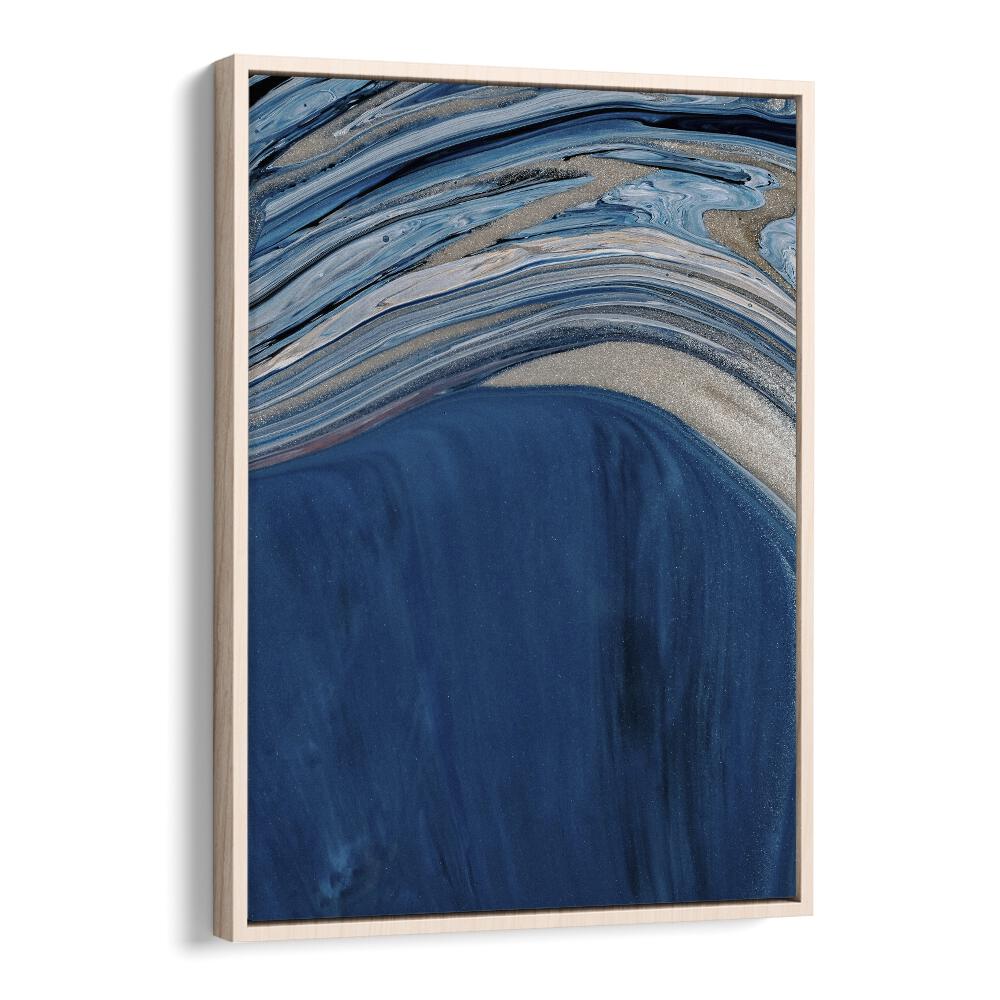 Ebb and Flow Beach Prints Coastal Wall Art in Oak Wood Floater Frame