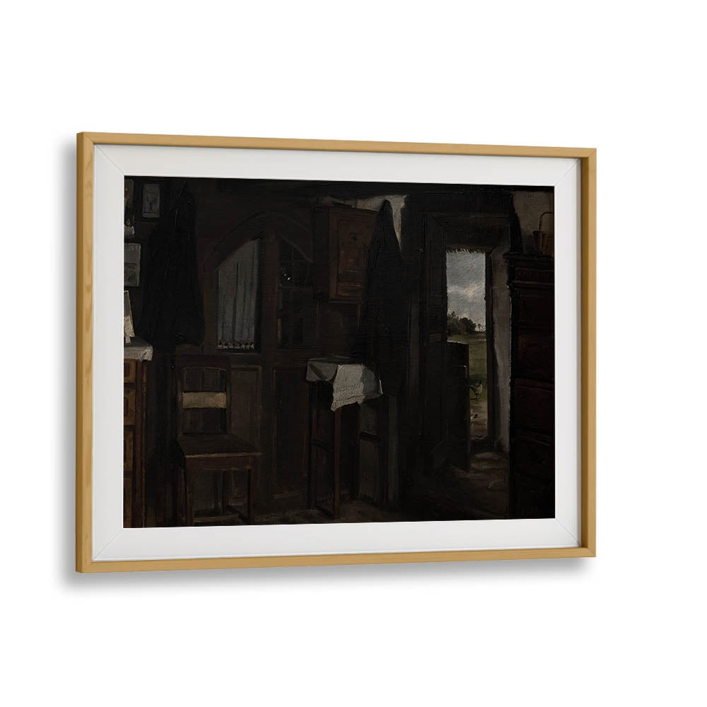 Echoes Of Departure Gothic Wall Art Prints in Oak Wood Frame With Mount