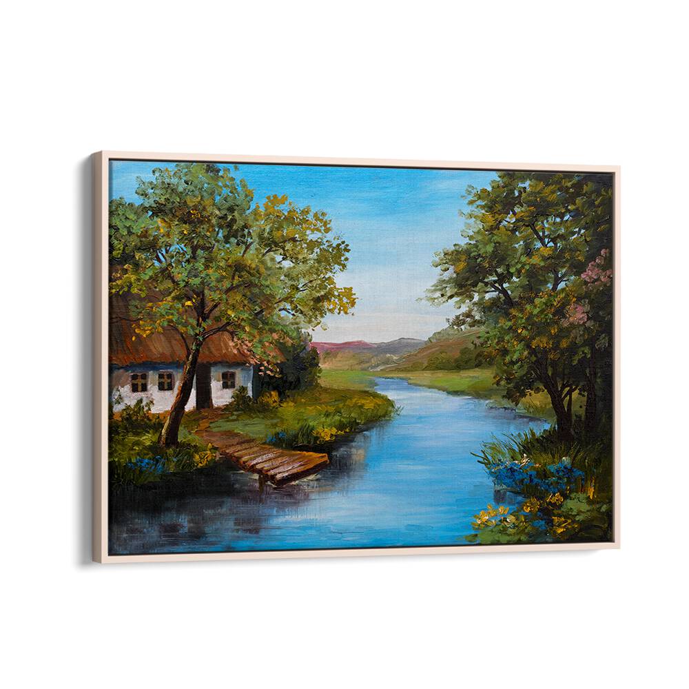 Echoes of a Bygone Era Vintage European Paintings in Oak Wood Floater Frame