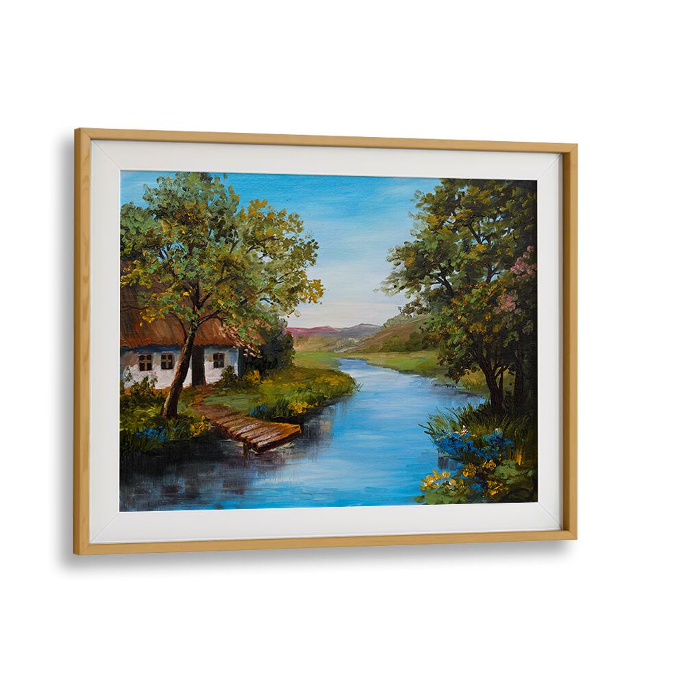 Echoes of a Bygone Era Vintage European Paintings in Oak Wood Frame With Mount