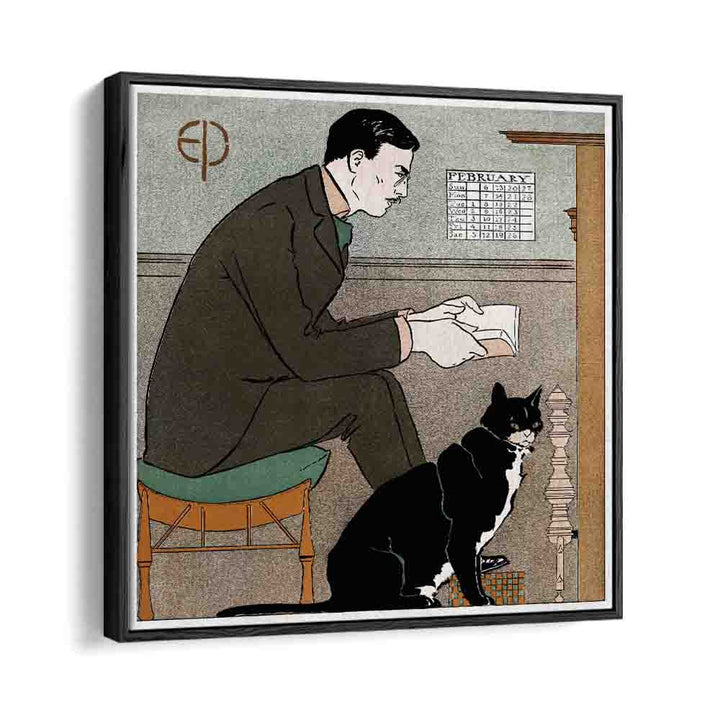 Edward Penfield Self-portrait (1898) Edward Penfield art painting Artwork in Black Floater Frame