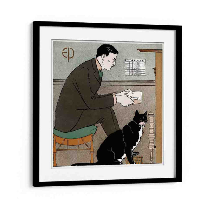 Edward Penfield Self-portrait (1898) Edward Penfield art painting Artwork in Black Frame With Mount