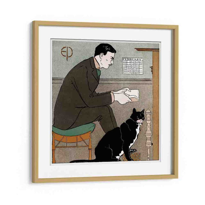 Edward Penfield Self-portrait (1898) Edward Penfield art painting Artwork in Oak Wood Frame With Mount