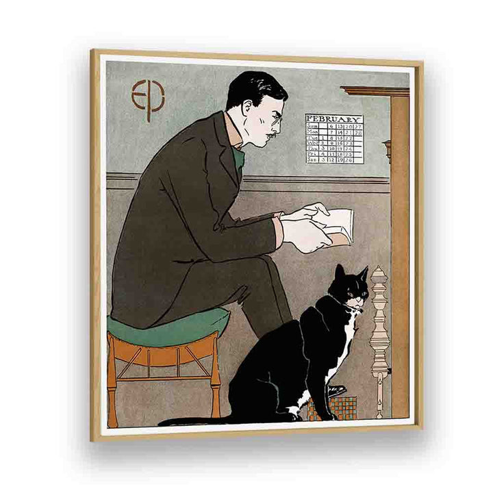 Edward Penfield Self-portrait (1898) Edward Penfield art painting Artwork in Oak Wood Plain Frame