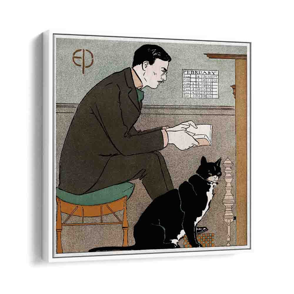 Edward Penfield Self-portrait (1898) Edward Penfield art painting Artwork in White Floater Frame