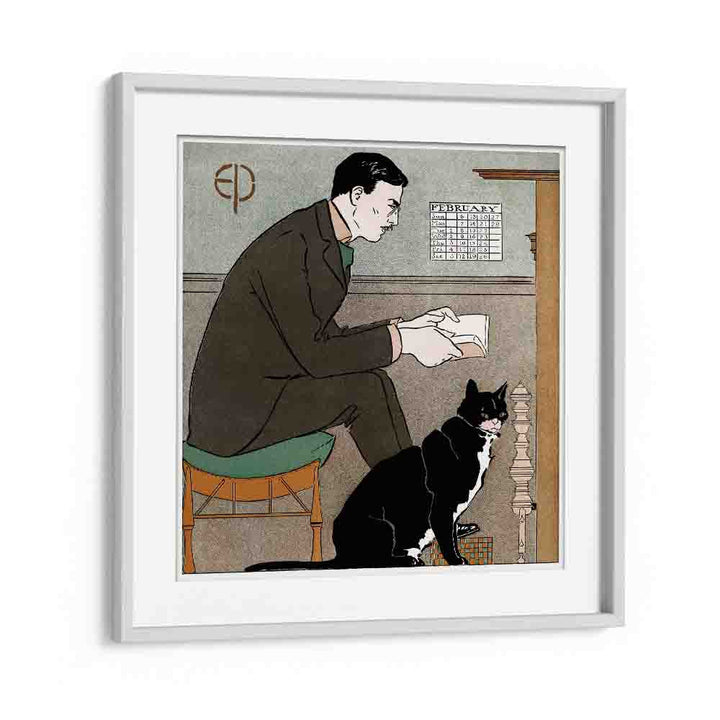 Edward Penfield Self-portrait (1898) Edward Penfield art painting Artwork in White frame With Mount
