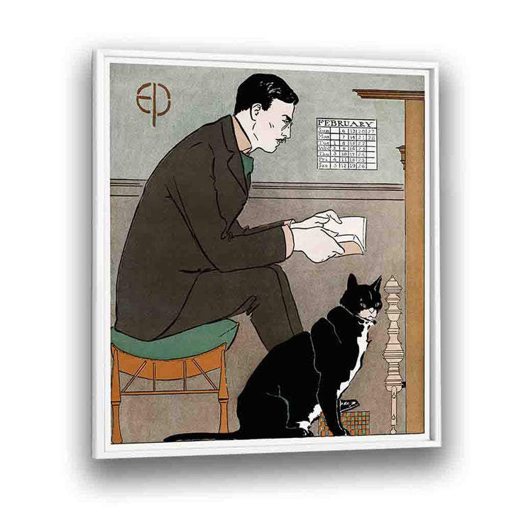Edward Penfield Self-portrait (1898) Edward Penfield art painting Artwork in White Plain Frame